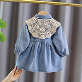Spring Autumn Kids Girls Denim Dress Long Sleeve-Veeddydropshipping
